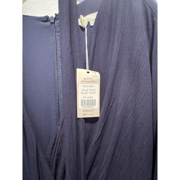 Boden Women’s Size 10R Navy Blue Alice Faux Wrap Romper Jumpsuit Belted - Picture 7 of 11